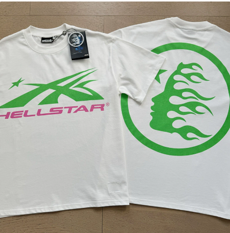 New Trendy H Hell Star Series Printed Double Yarn Pure Cotton Casual Unisex Summer Loose Short-Sleeve T-Shirt