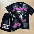 New Trendy H Hell Star Series Printed Double Yarn Pure Cotton Casual Unisex Summer Loose Short-Sleeve T-Shirt
