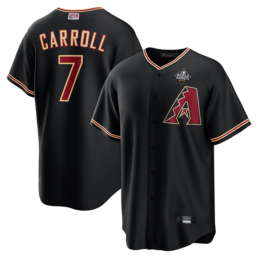 Keante A.Diamondbacks #7 Corbin Carroll Player Black World Series Replica Personalized Stitched Jerseys