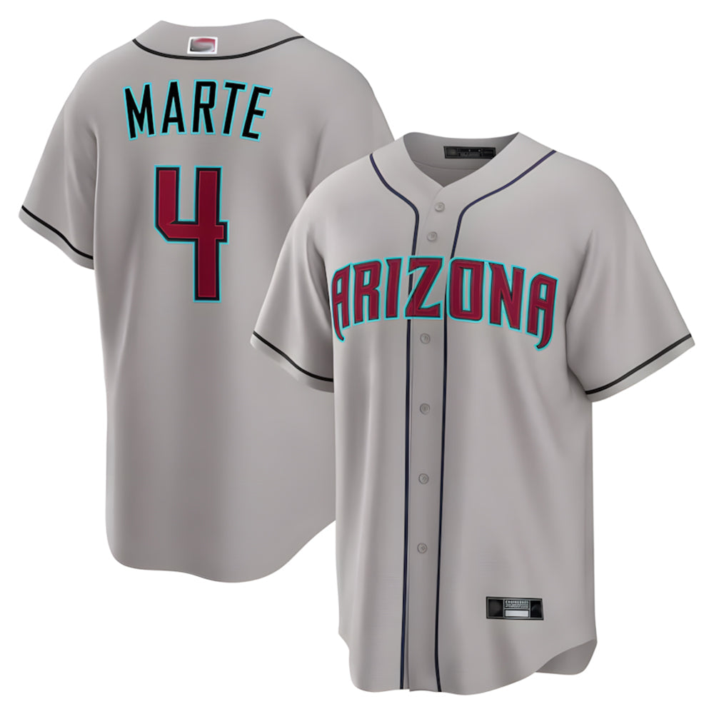 Keante A.Diamondbacks #4 Ketel Marte Player Gray Home Game Stitched Jerseys