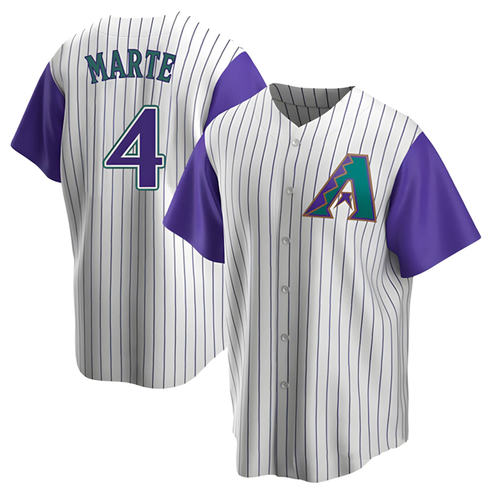 Keante A.Diamondbacks #4 Ketel Marte Player White-Purple Limited Stitched Jerseys