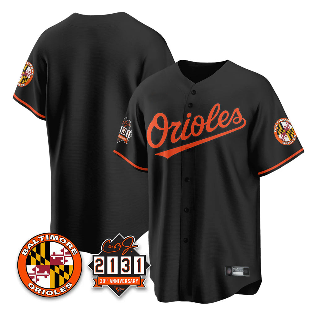 Keante B.Orioles Black 30th Anniversary of 2131 Home Game Blank Player Stitched Jerseys