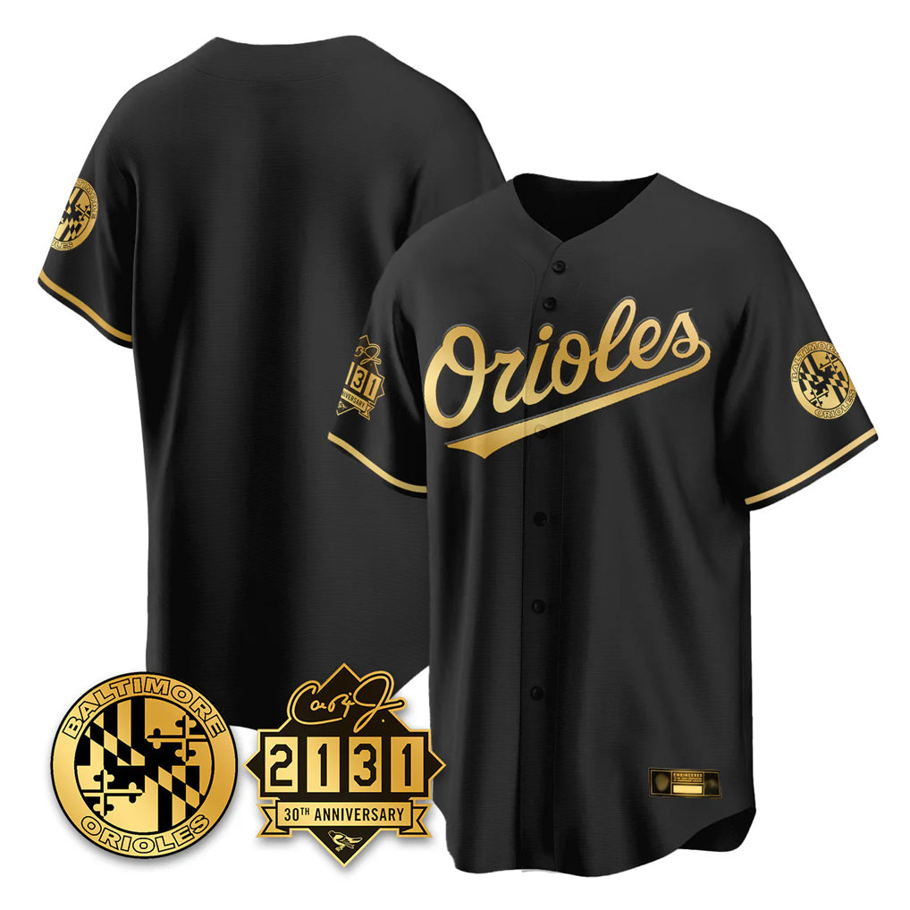 Keante B.Orioles Black Gold 30th Anniversary of 2131 Home Game Blank Player Stitched Jerseys
