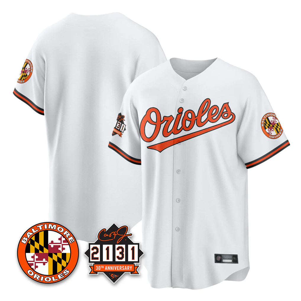 Keante B.Orioles White 30th Anniversary of 2131 Home Game Blank Player Stitched Jerseys