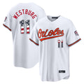 Keante B.Orioles #11 Jordan Westburg Player White USA 250 Fourth of July Home Game Stitched Jerseys