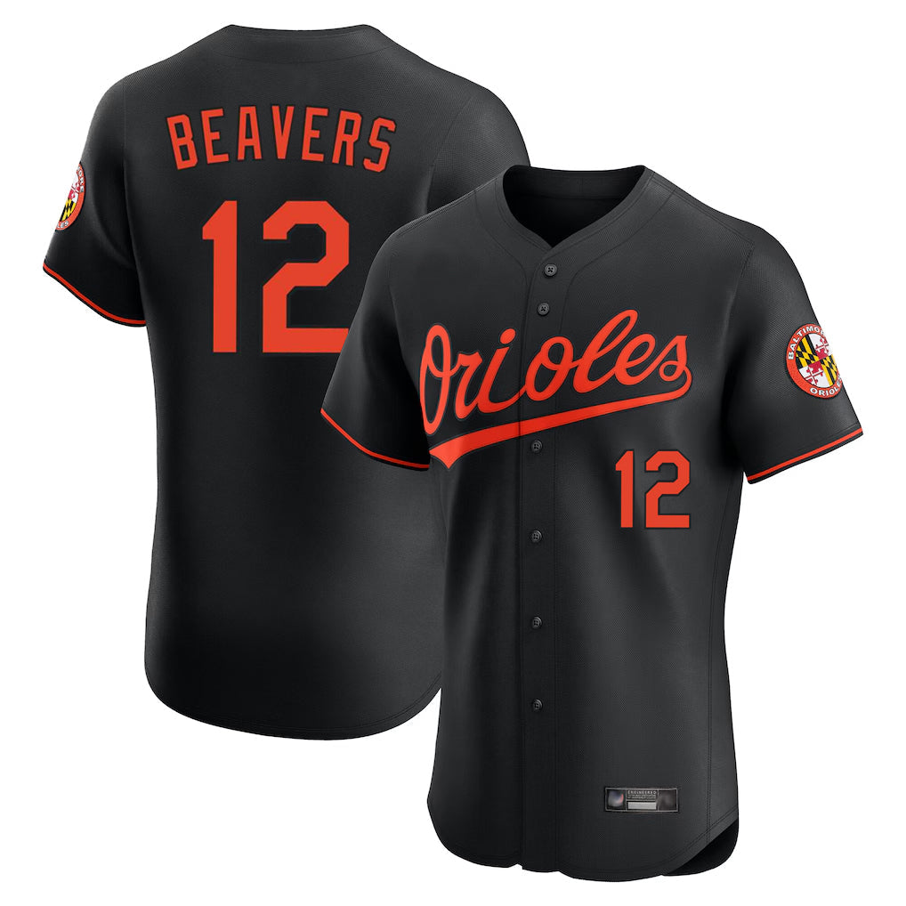Keante B.Orioles #12 Dylan Beavers Player Black Limited Elite Home Game Stitched Jerseys
