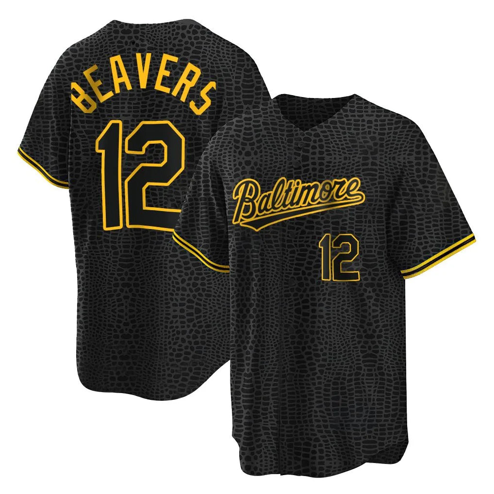 Keante B.Orioles #12 Dylan Beavers Player Black Snake Skin City Home Game Stitched Jerseys
