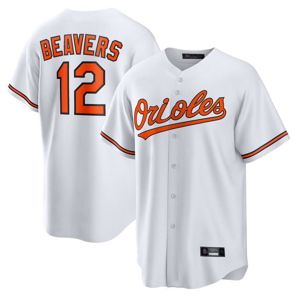 Keante B.Orioles #12 Dylan Beavers Player White Home Game Stitched Jerseys