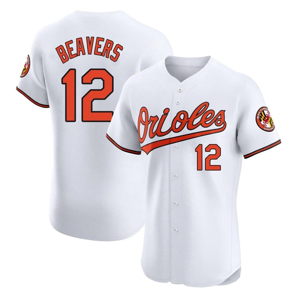 Keante B.Orioles #12 Dylan Beavers Player White Limited Elite Home Game Stitched Jerseys