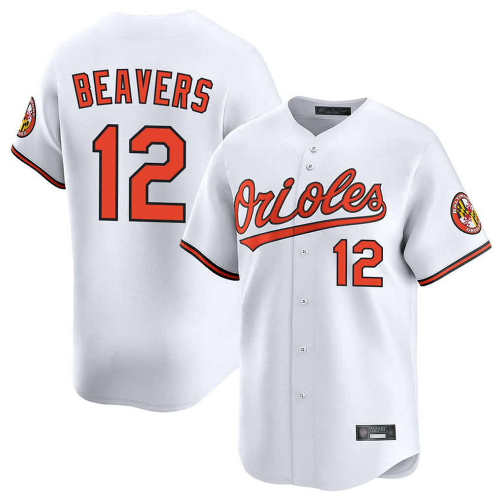 Keante B.Orioles #12 Dylan Beavers Player White Limited Home Game Stitched Jerseys