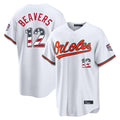 Keante B.Orioles #12 Dylan Beavers Player White USA 250 Fourth of July Home Game Stitched Jerseys