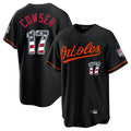 Keante B.Orioles #17 Colton Cowser Player Black USA 250 Fourth of July Home Game Stitched Jerseys