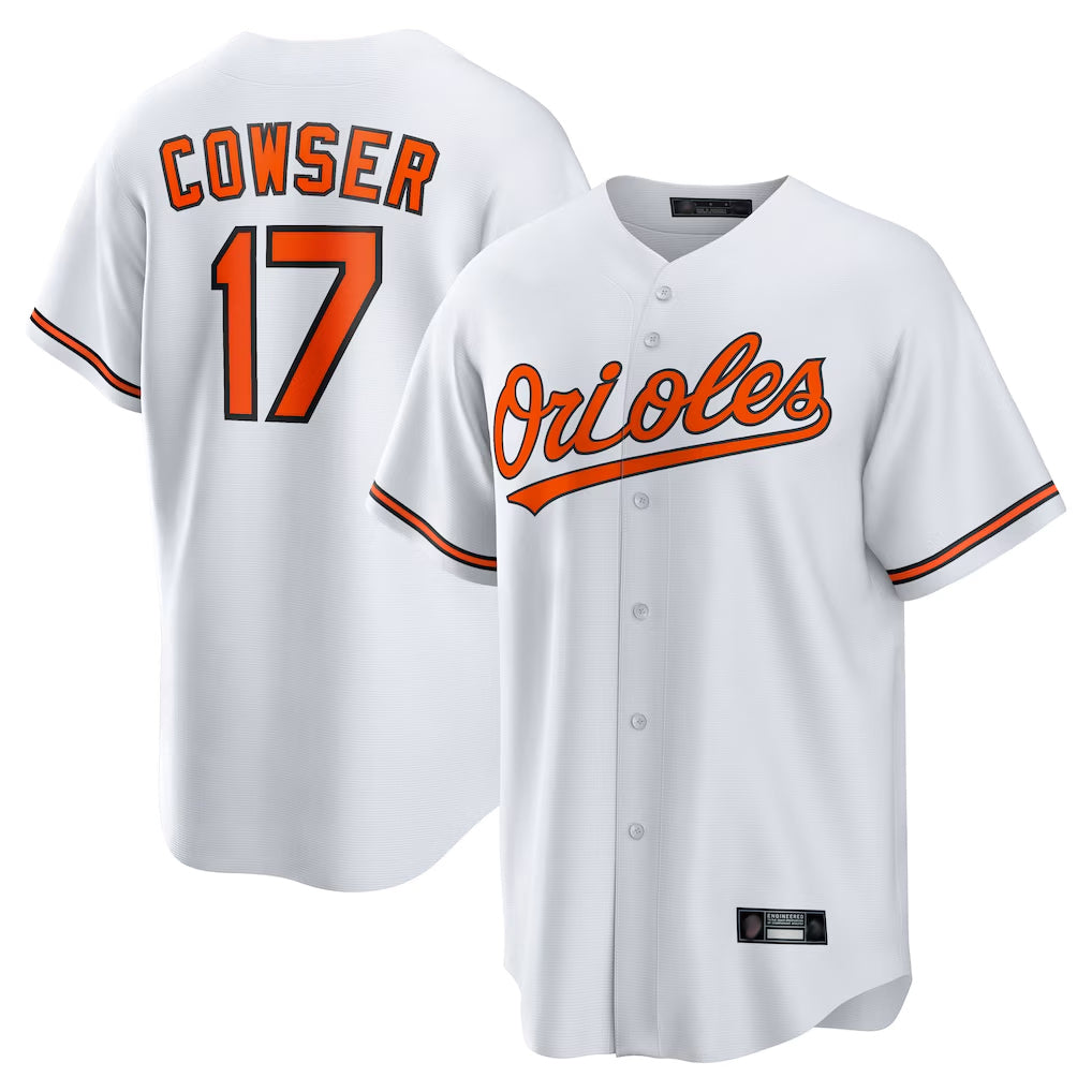Keante B.Orioles #17 Colton Cowser Player White Home Game Stitched Jerseys