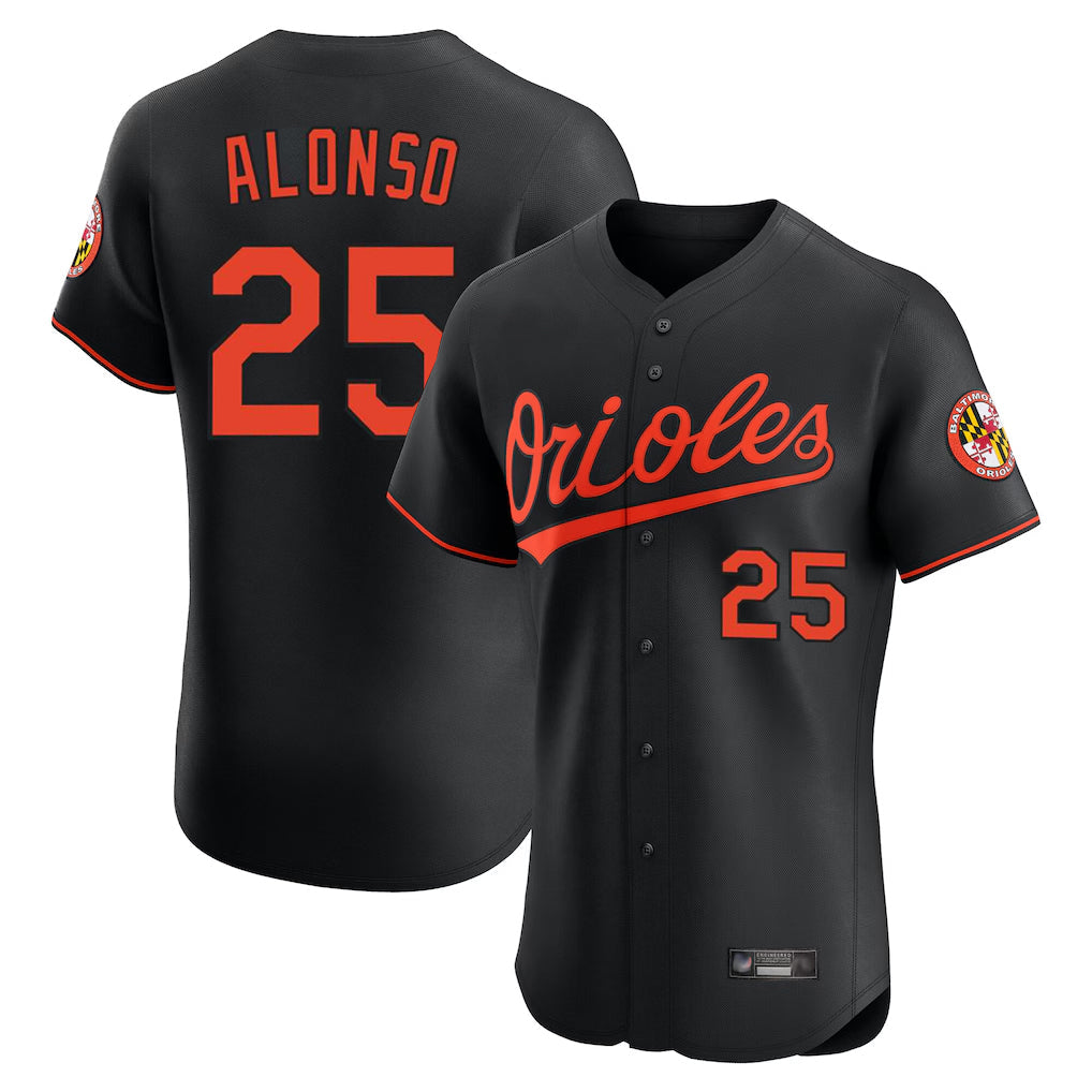 Keante B.Orioles #25 Pete Alonso Player Black Limited Elite Home Game Stitched Jerseys