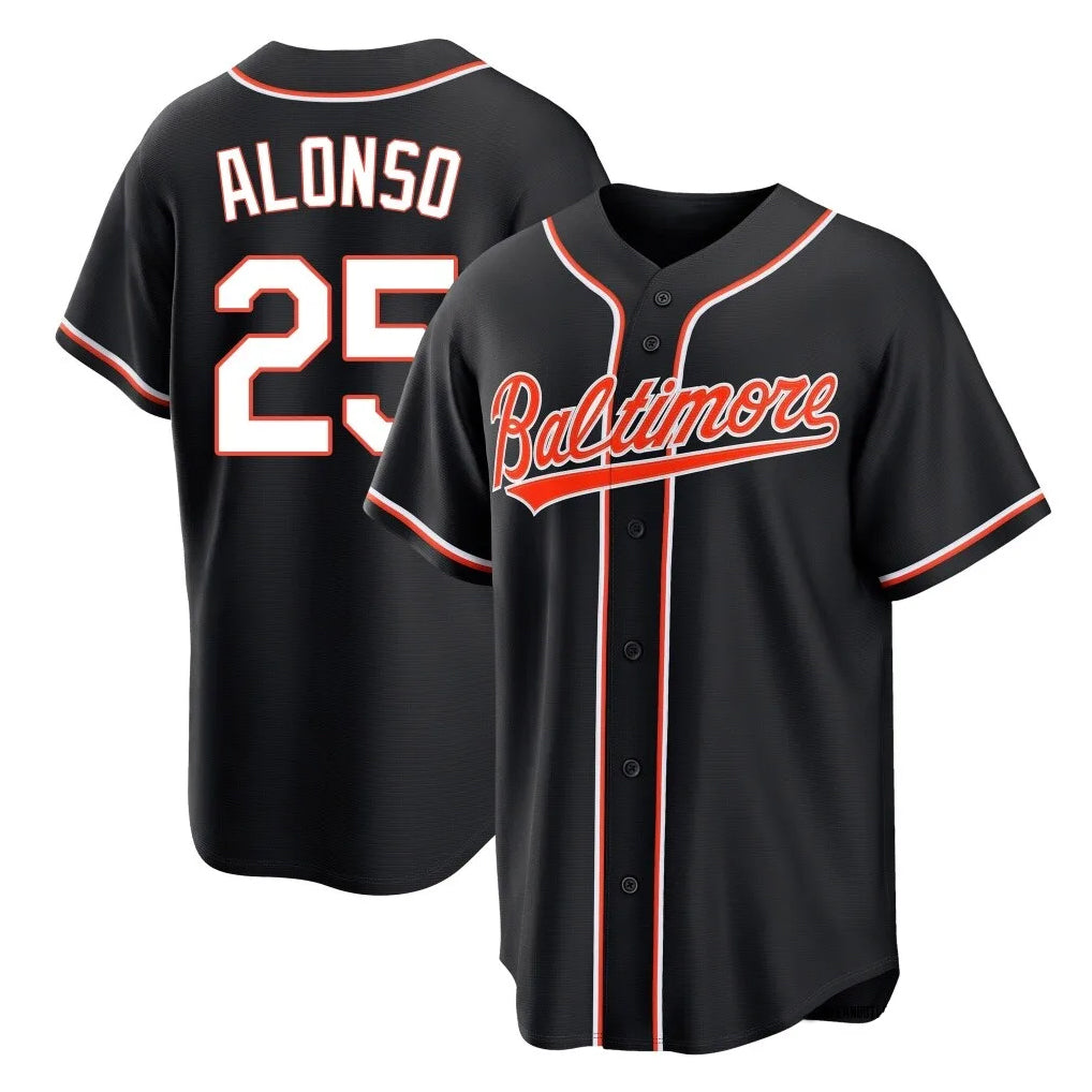 Keante B.Orioles #25 Pete Alonso Player Black Out Home Game Stitched Jerseys