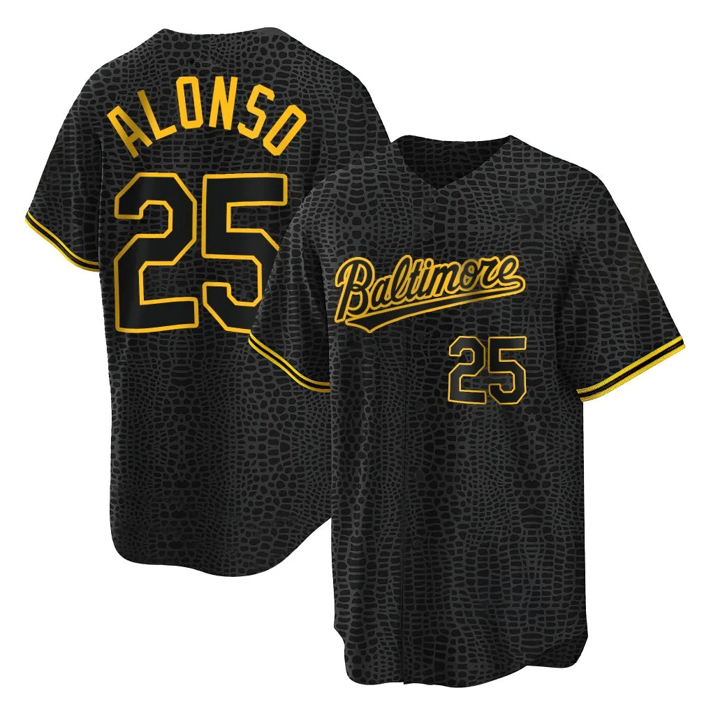 Keante B.Orioles #25 Pete Alonso Player Black Snake Skin City Home Game Stitched Jerseys
