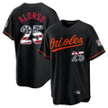 Keante B.Orioles #25 Pete Alonso Player Black USA 250 Fourth of July Home Game Stitched Jerseys