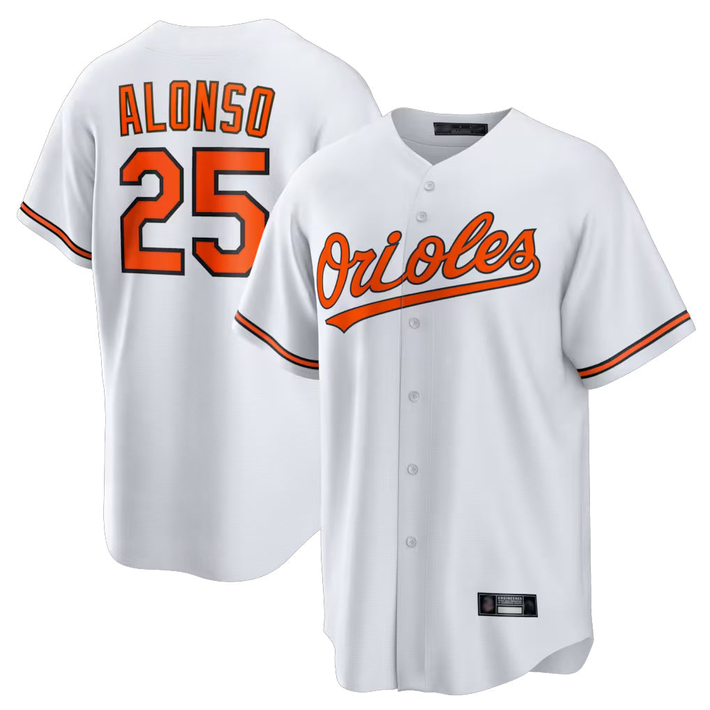 Keante B.Orioles #25 Pete Alonso Player White Home Game Stitched Jerseys