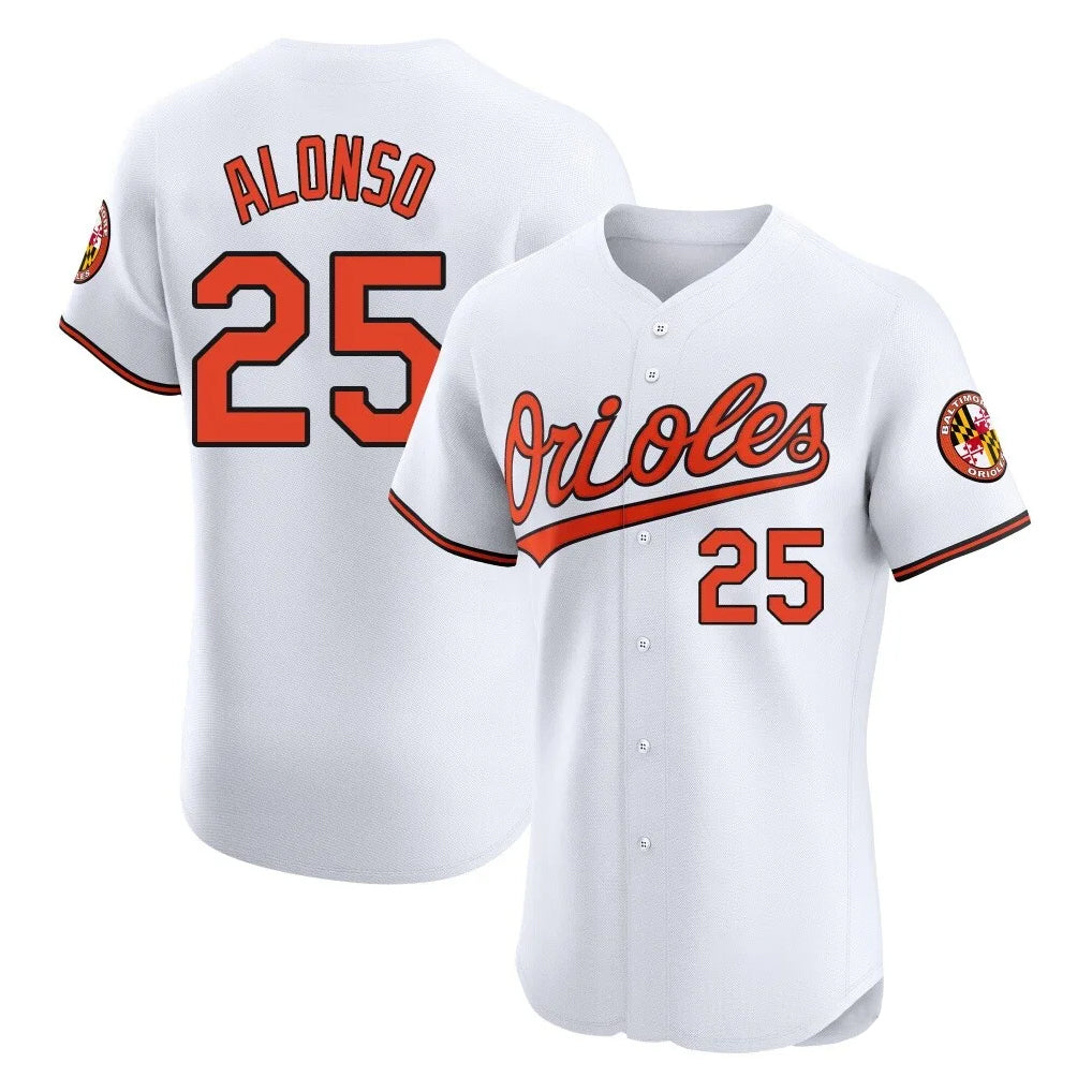 Keante B.Orioles #25 Pete Alonso Player White Limited Elite Home Game Stitched Jerseys