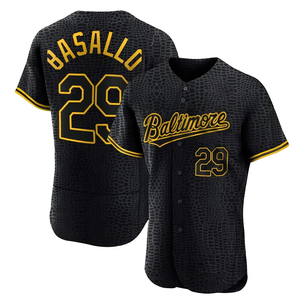 Keante B.Orioles #29 Samuel Basallo Player Black Snake Skin City Limited Elite Home Stitched Jerseys