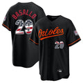 Keante B.Orioles #29 Samuel Basallo Player Black USA 250 Fourth of July Home Game Stitched Jerseys