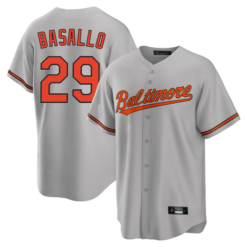 Keante B.Orioles #29 Samuel Basallo Player Gray Home Game Stitched Jerseys
