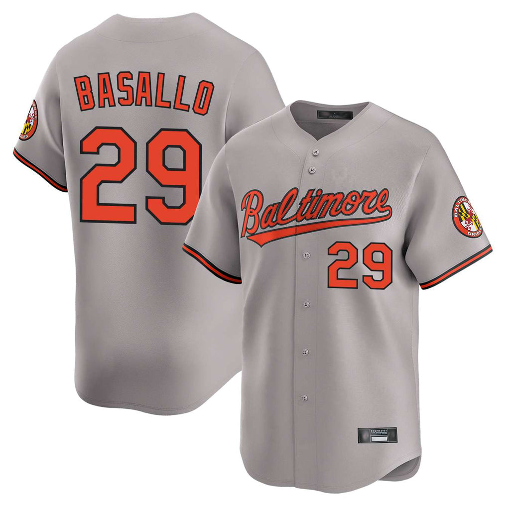 Keante B.Orioles #29 Samuel Basallo Player Gray Limited Home Game Stitched Jerseys