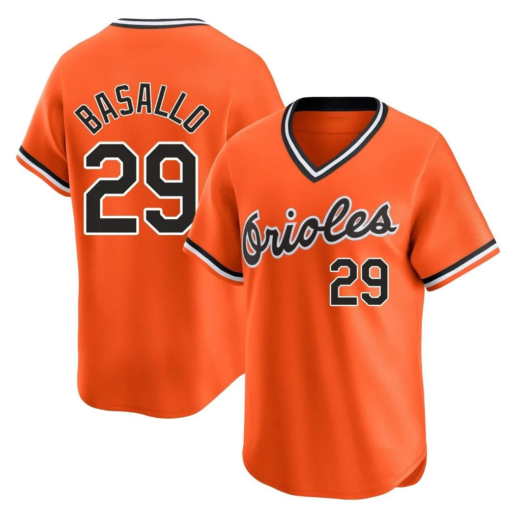 Keante B.Orioles #29 Samuel Basallo Player Orange T-shirt Limited Home Game Stitched Jerseys