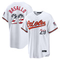 Keante B.Orioles #29 Samuel Basallo Player White USA 250 Fourth of July Home Game Stitched Jerseys