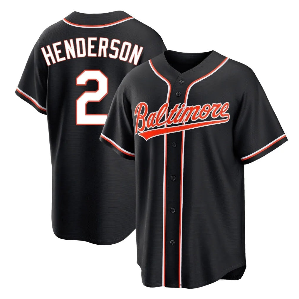 Keante B.Orioles #2 Gunnar Henderson Player Black Out Home Game Stitched Jerseys
