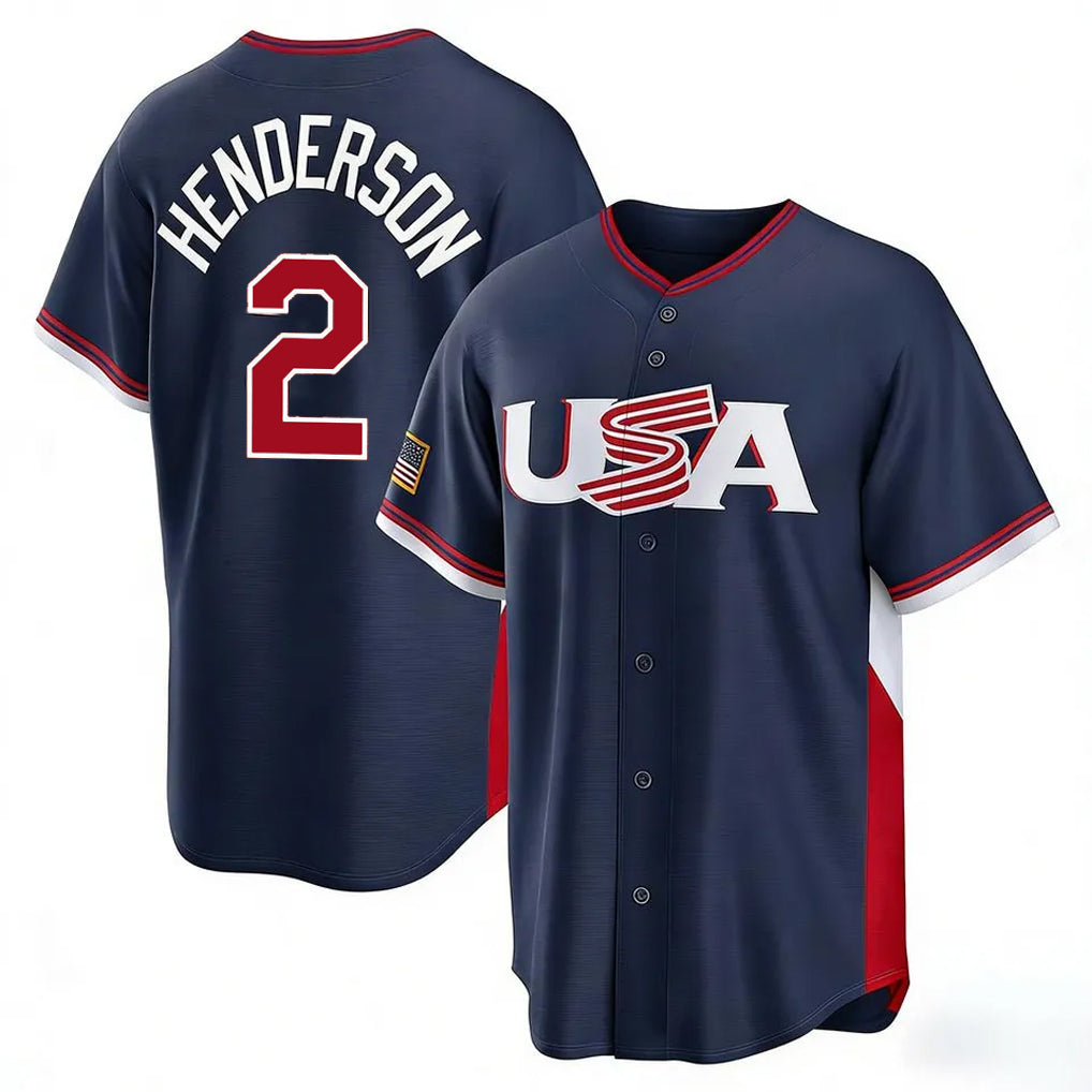 Keante B.Orioles #2 Gunnar Henderson Player Navy USA 2026 World Classic Home Game Stitched Jerseys