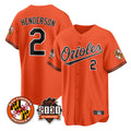 Keante B.Orioles #2 Gunnar Henderson Player Orange 30th Anniversary of 2131 Home Game Stitched Jerseys
