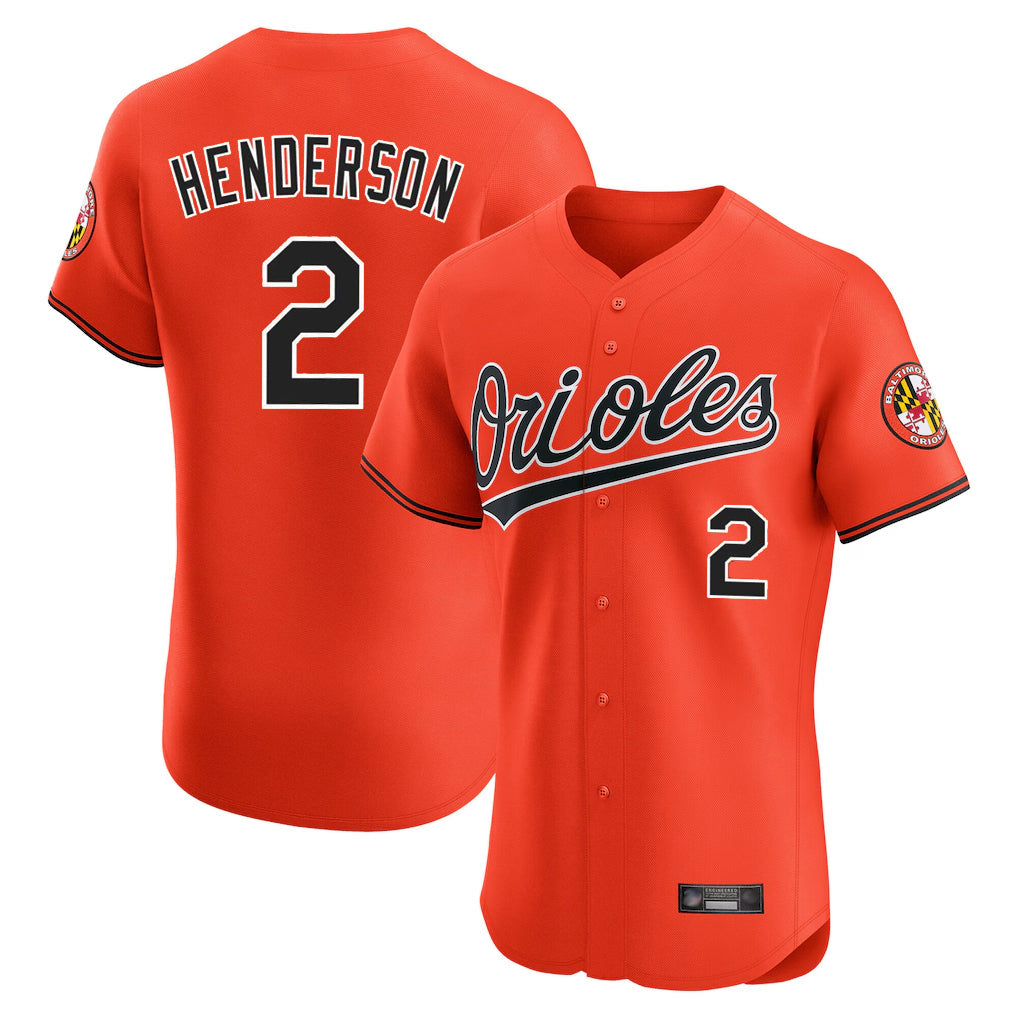 Keante B.Orioles #2 Gunnar Henderson Player Orange Limited Elite Home Game Stitched Jerseys