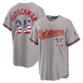 Keante B.Orioles #35 Adley Rutschman Gray USA 250 Fourth of July Road Stadium Jersey