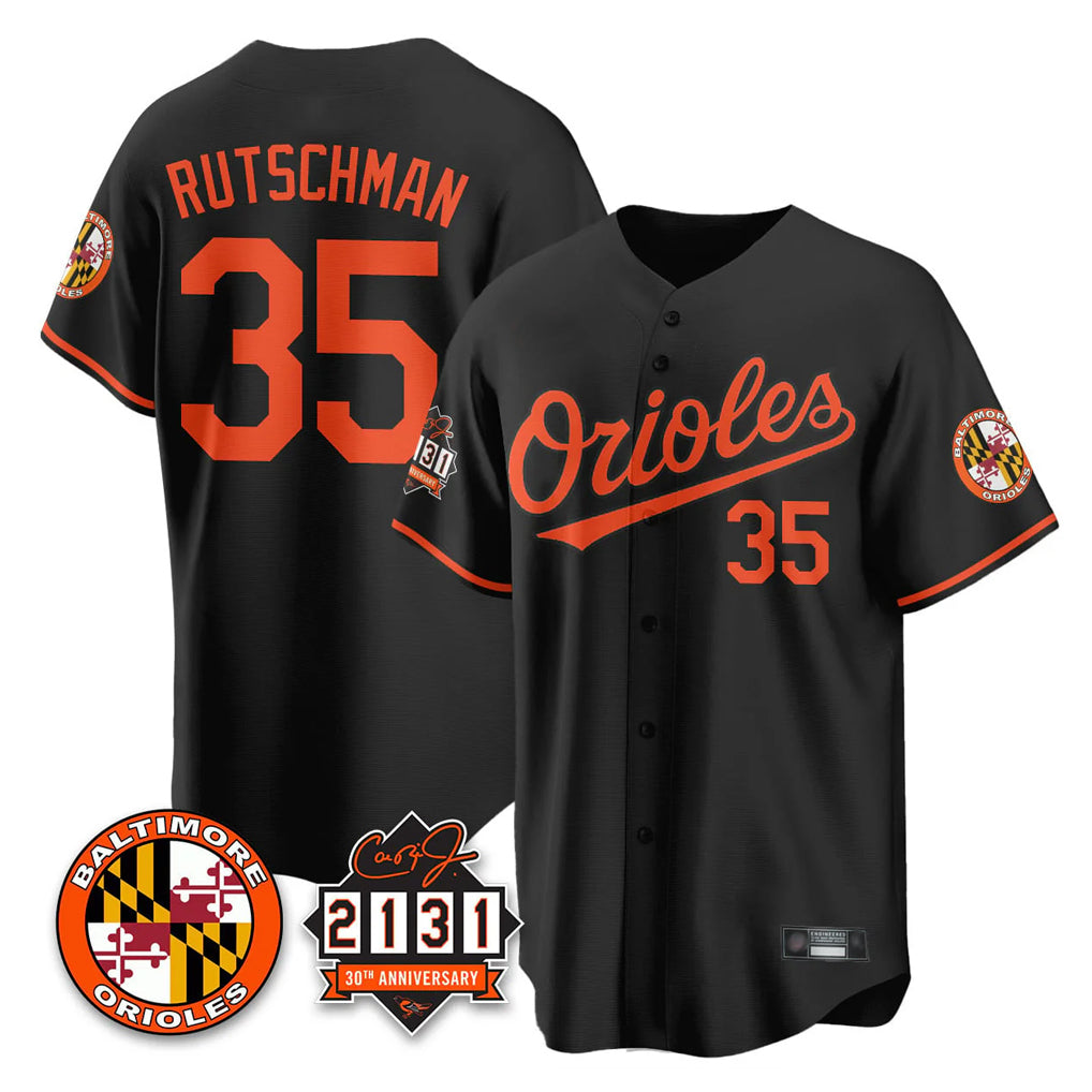 Keante B.Orioles #35 Adley Rutschman Black 30th Anniversary of 2131 Home Game Stitched Jerseys