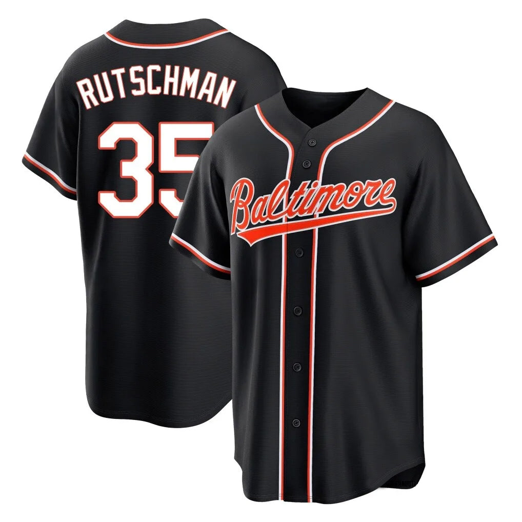 Keante B.Orioles #35 Adley Rutschman Black Out Home Game Stitched Jerseys