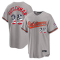 Keante B.Orioles #35 Adley Rutschman Gray USA 250 Fourth of July Home Game Stitched Jerseys