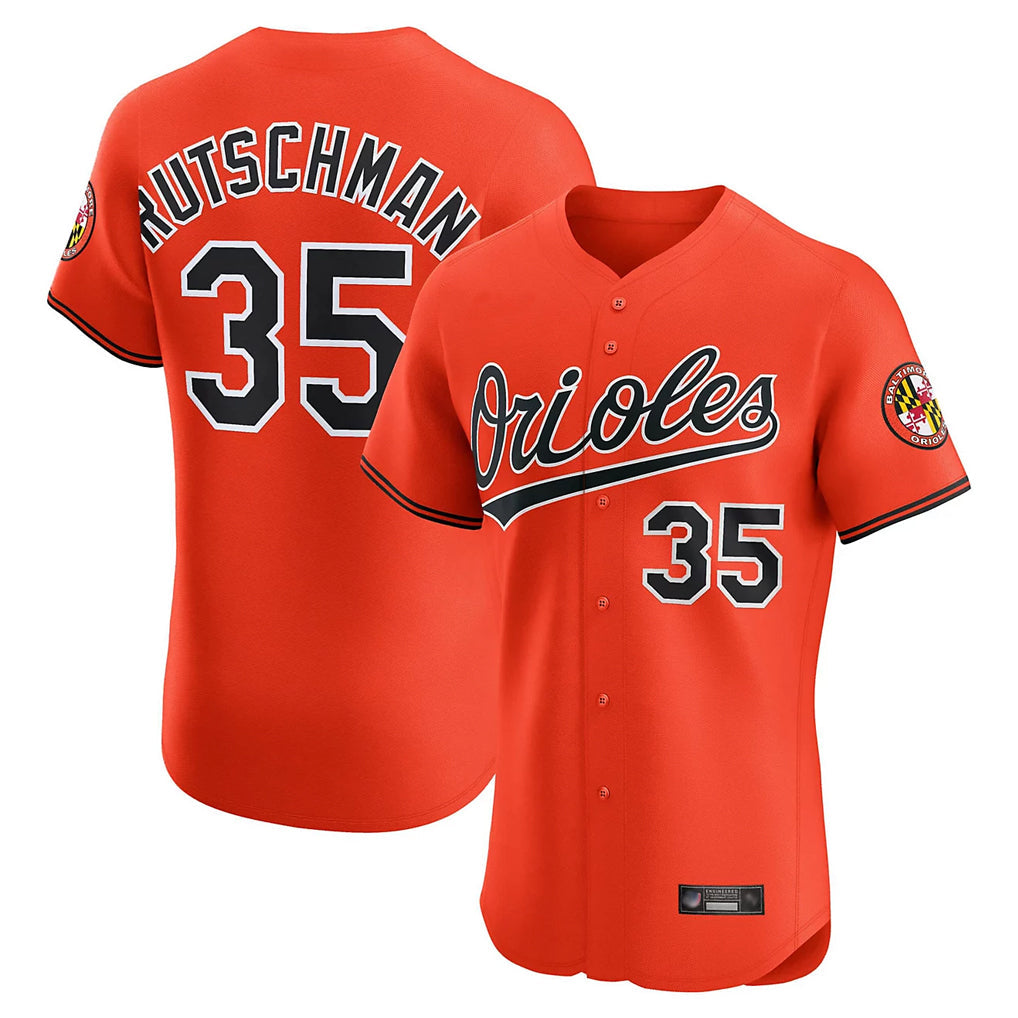 Keante B.Orioles #35 Adley Rutschman Orange Limited Elite Home Game Stitched Jerseys