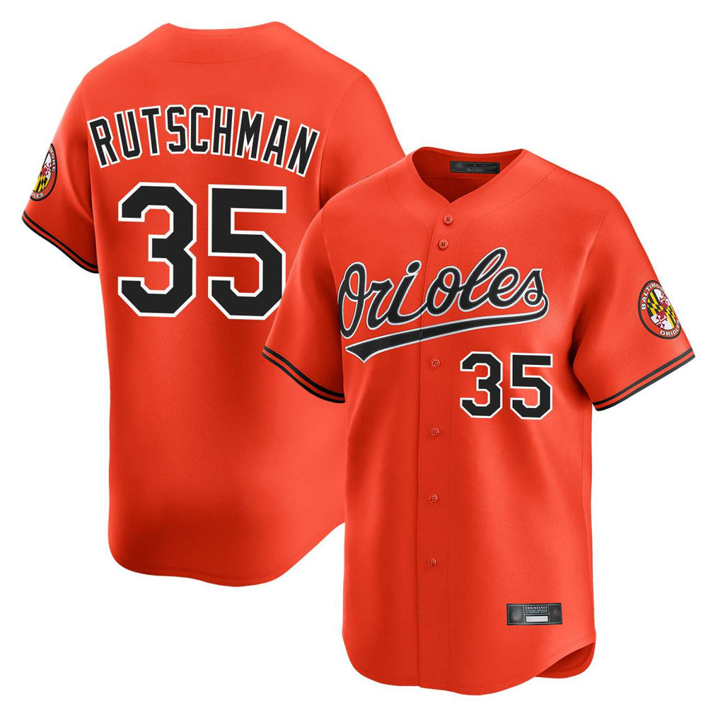 Keante B.Orioles #35 Adley Rutschman Orange Limited Home Game Stitched Jerseys