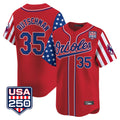 Keante B.Orioles #35 Adley Rutschman Red USA 250 Independence Day Vapor Premier Limited Home Game Stitched Jerseys