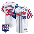 Keante B.Orioles #35 Adley Rutschman White USA 250 Independence Day Vapor Premier Home Game Stitched Jerseys