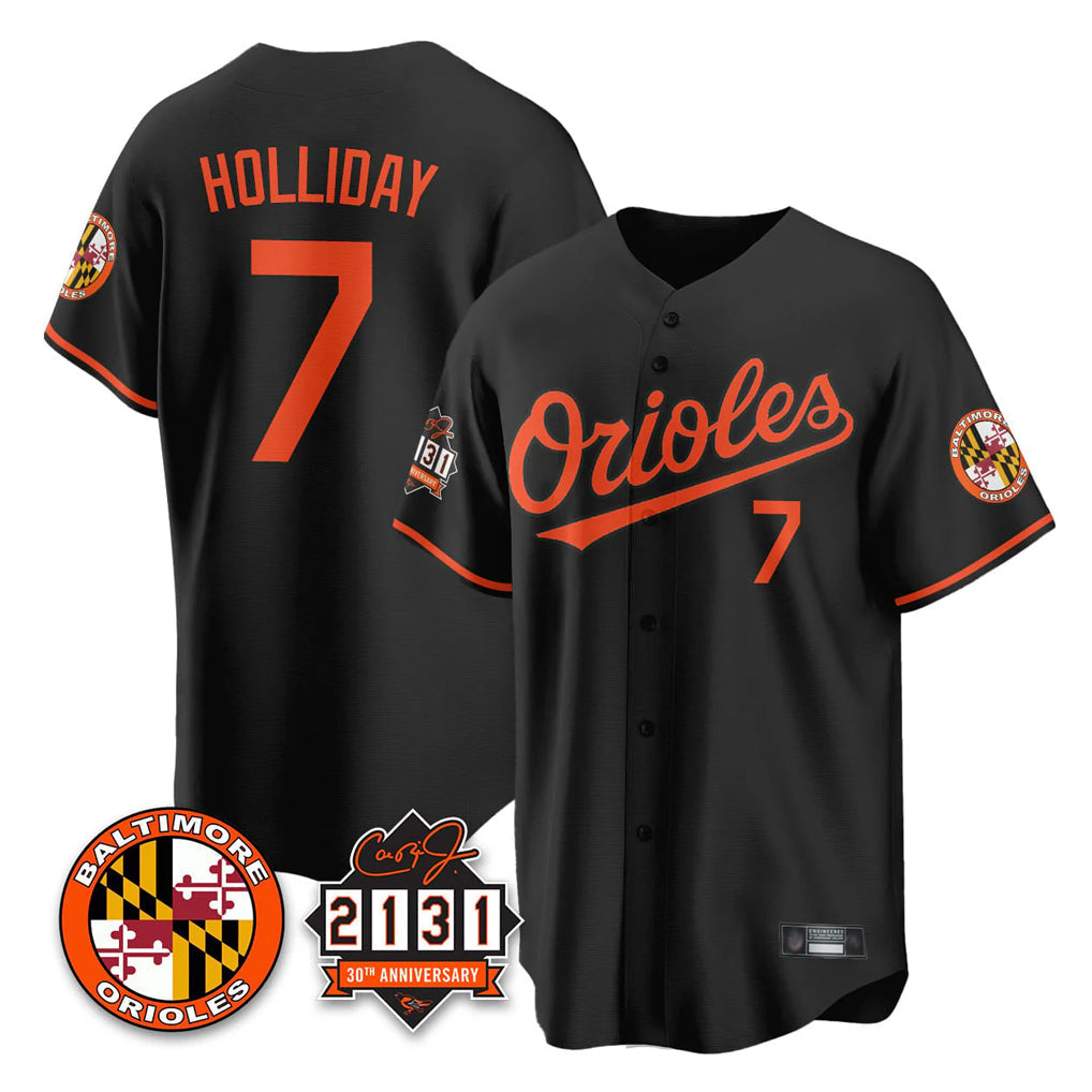 Keante B.Orioles #7 Jackson Holliday Player Black 30th Anniversary of 2131 Home Game Stitched Jerseys