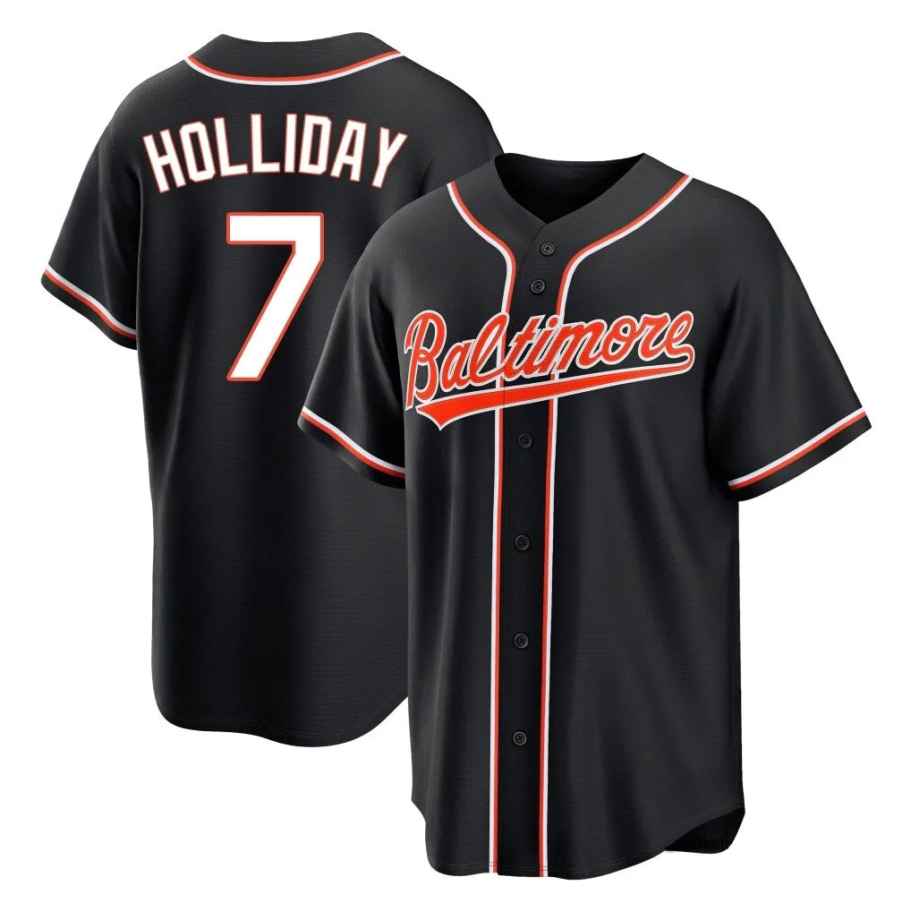 Keante B.Orioles #7 Jackson Holliday Player Black Out Home Game Stitched Jerseys