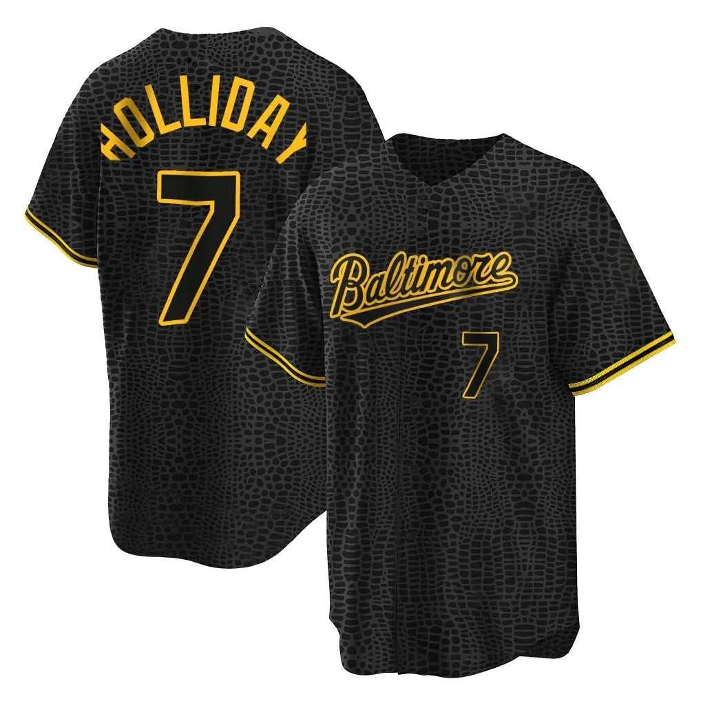 Keante B.Orioles #7 Jackson Holliday Player Black Snake Skin City Home Game Stitched Jerseys