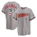 Keante B.Orioles #7 Jackson Holliday Player Gray USA 250 Fourth of July Home Game Stitched Jerseys