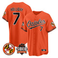 Keante B.Orioles #7 Jackson Holliday Player Orange 30th Anniversary of 2131 Home Game Stitched Jerseys