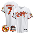 Keante B.Orioles #7 Jackson Holliday Player White 30th Anniversary of 2131 Home Game Stitched Jerseys