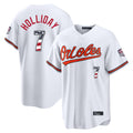 Keante B.Orioles #7 Jackson Holliday Player White USA 250 Fourth of July Home Game Stitched Jerseys