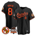 Keante B.Orioles #8 Cal Ripken Player Black 30th Anniversary of 2131 Home Game Stitched Jerseys