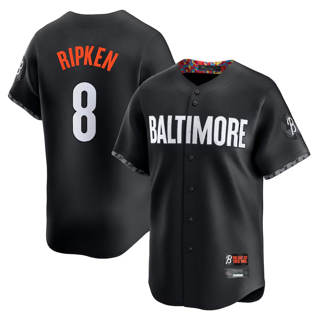 Keante B.Orioles #8 Cal Ripken Player Black City Connect Limited Home Game Stitched Jerseys